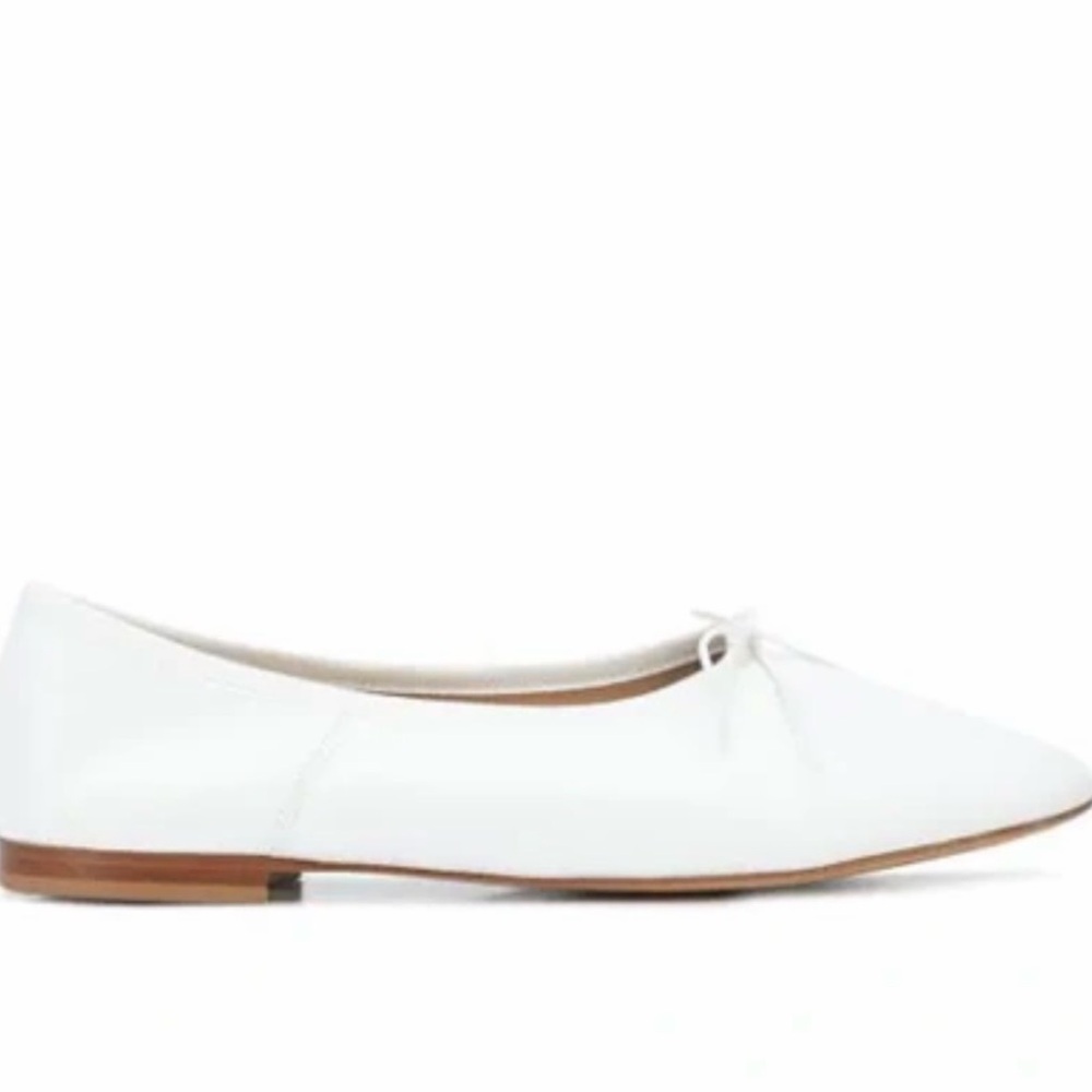 Mansur Gavriel White Leather Pointed Toe Ballet Flat